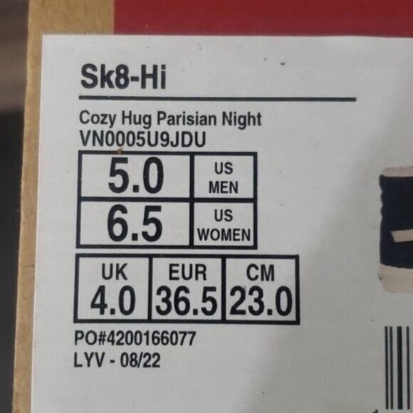 New Vans Sk8 Hi Cozy Hug Faux Fur Sherpa Navy Blue High Top Sneakers - Picture 10 of 10